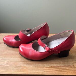 Miz Mooz Pretty Coral-Red Mary Jane Pumps